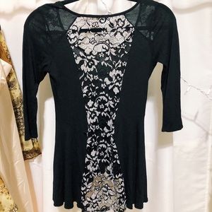 Black Lace Back High Low Top